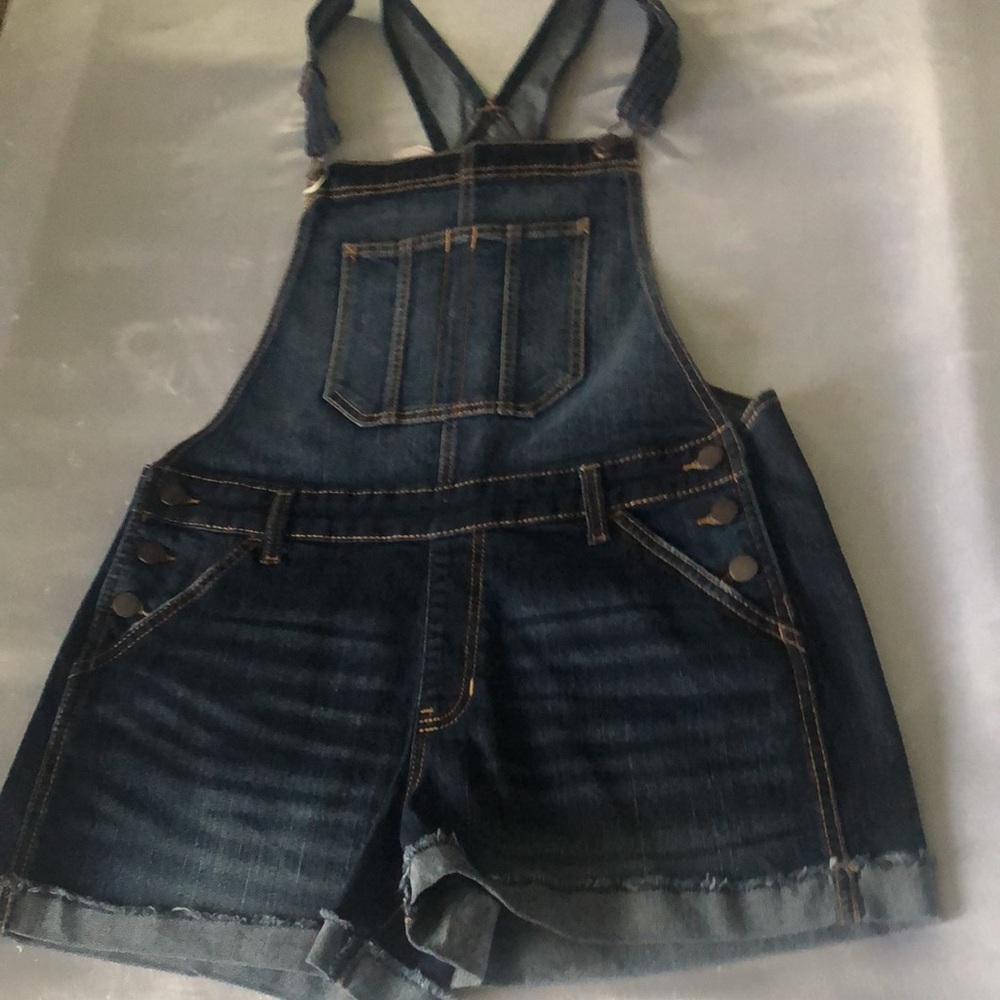 Dark Denim Overalls Shorts